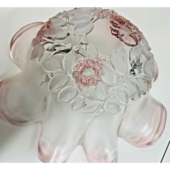 Vintage Mikasa Rosella 11" Glass Pink Floral Embos - Picture 9 of 10